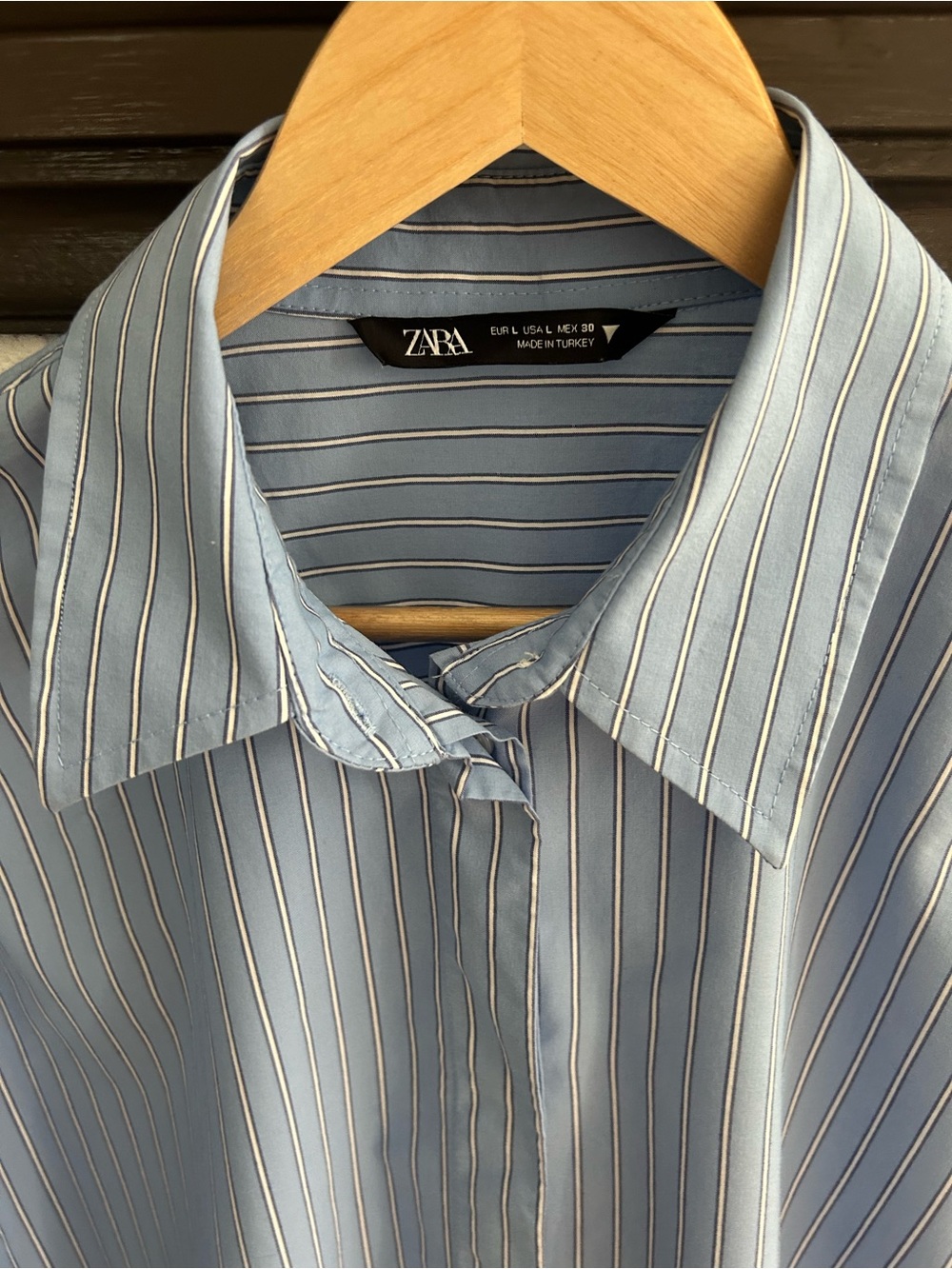 ZARA Blue and White Pinstripe Dress Shirt